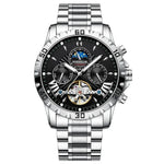 POEDAGAR Stainless Steel Tourbillon