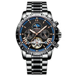 POEDAGAR Stainless Steel Tourbillon