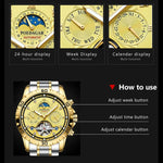 POEDAGAR Stainless Steel Tourbillon